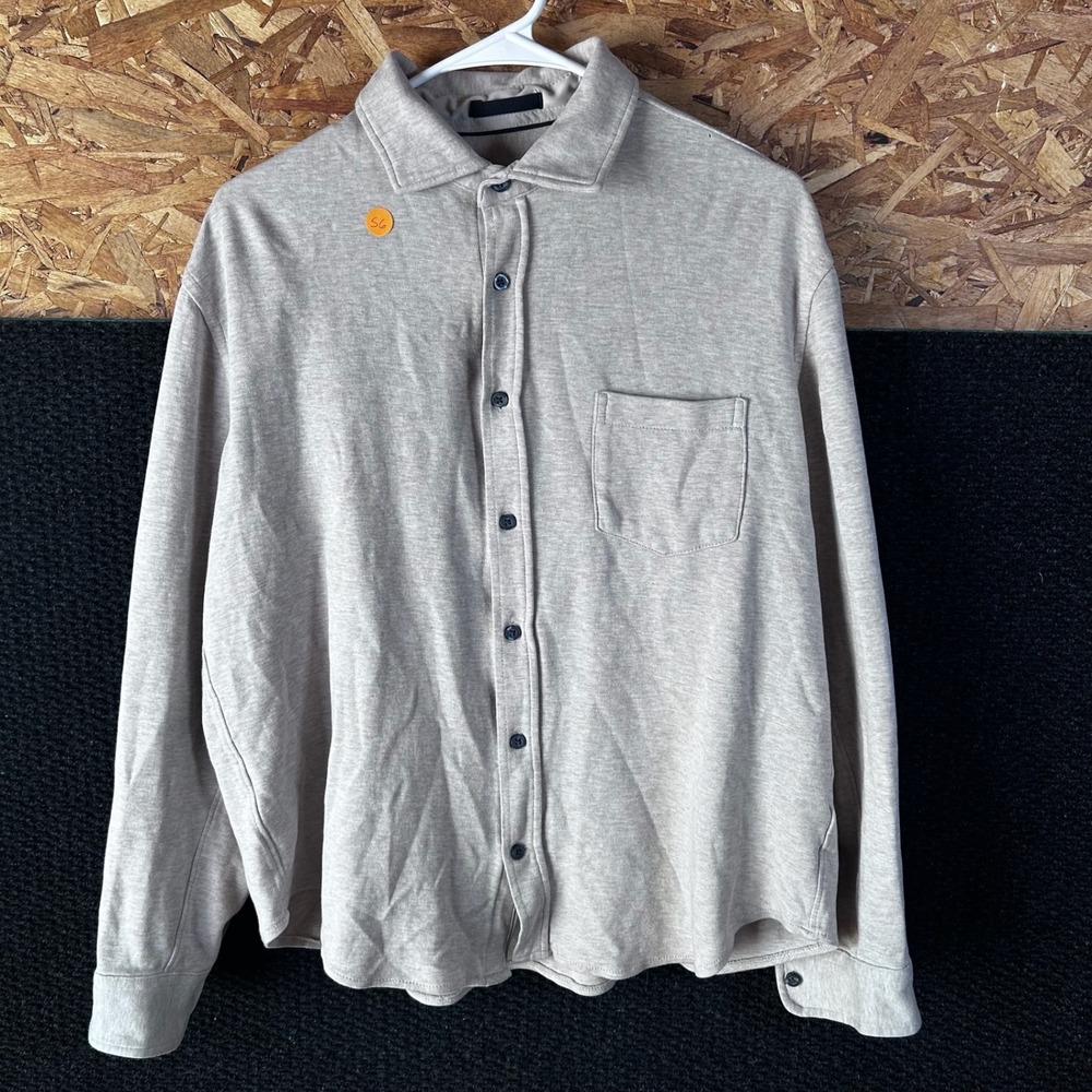 Giasone Mens Beige Cotton Lyocell Blend Button Down Long Sleeve Shirt‎ Size L